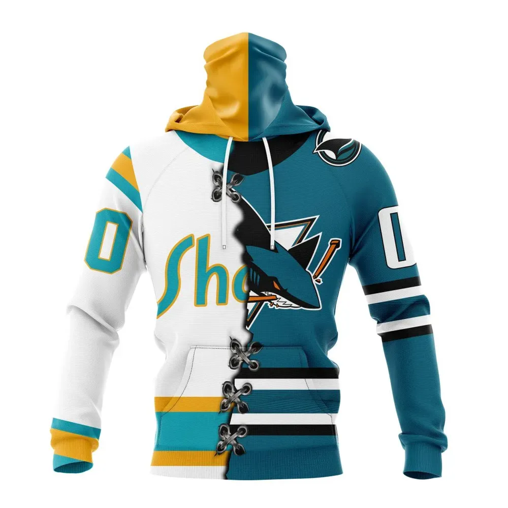 NHL San Jose Sharks Special Home Mix Reverse Retro Personalized Kits Mask Hoodie