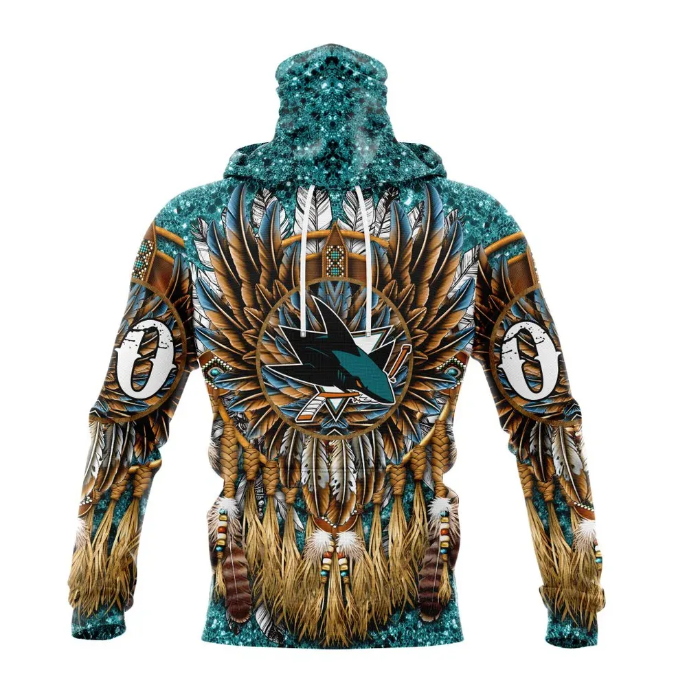 NHL San Jose Sharks Special Native Costume Design St2201 Mask Hoodie