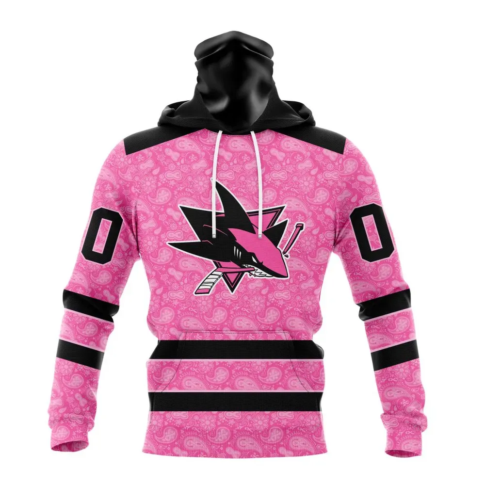 NHL San Jose Sharks Special Pink Fight Breast Cancer St2306 Mask Hoodie