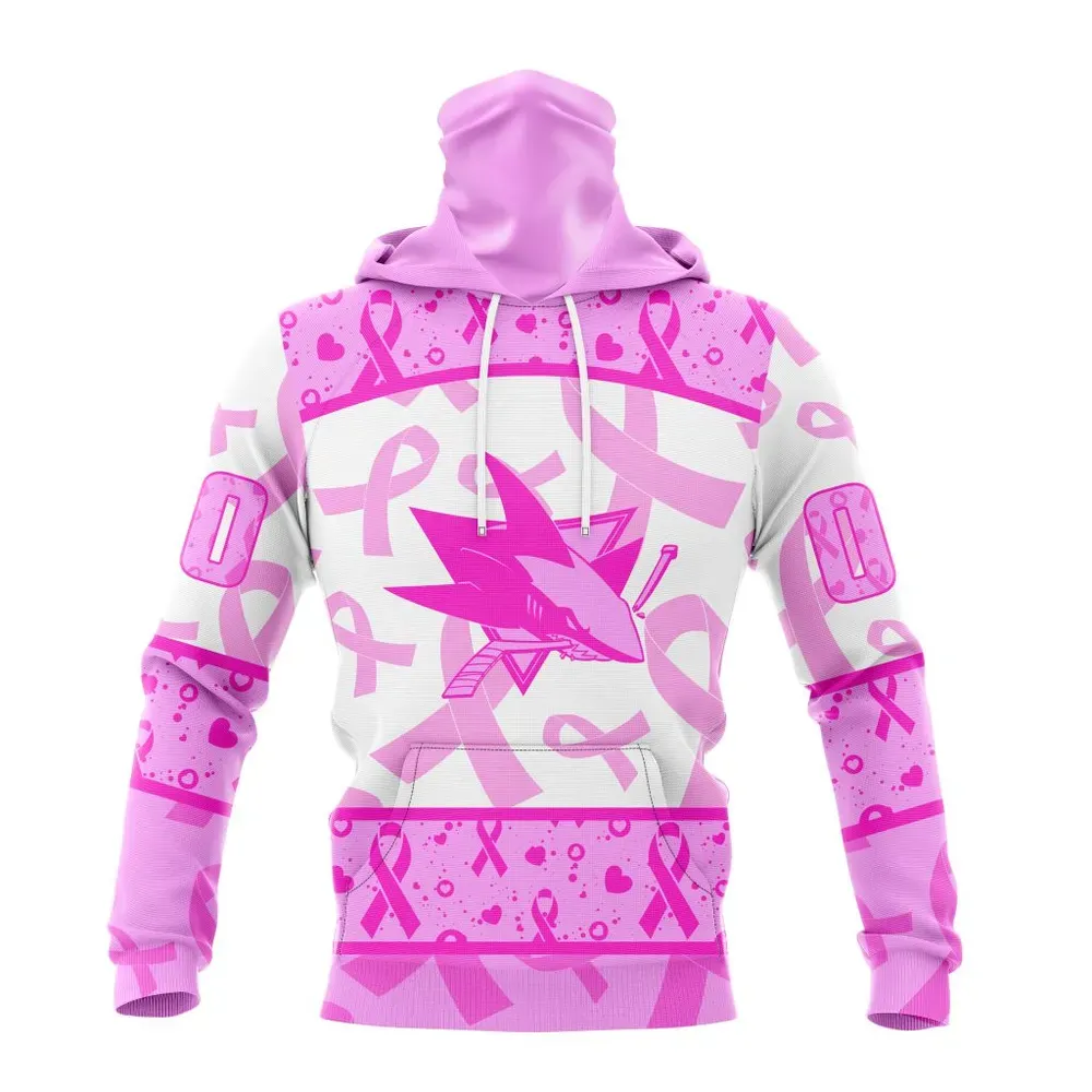 NHL San Jose Sharks Special Pink October Breast Cancer Awareness Month St2302 Mask Hoodie