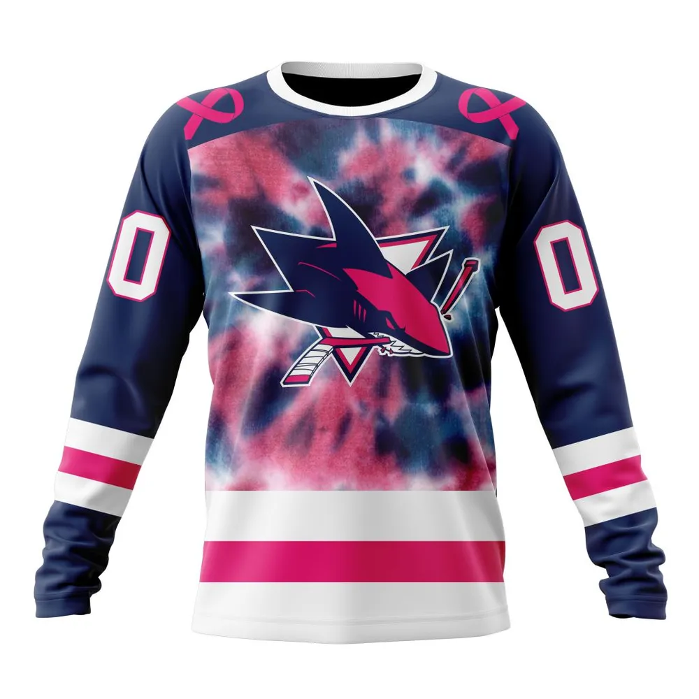 NHL San Jose Sharks Special Pink October Fight Breast Cancer St2303 Long Sleeved Sweatshirt 