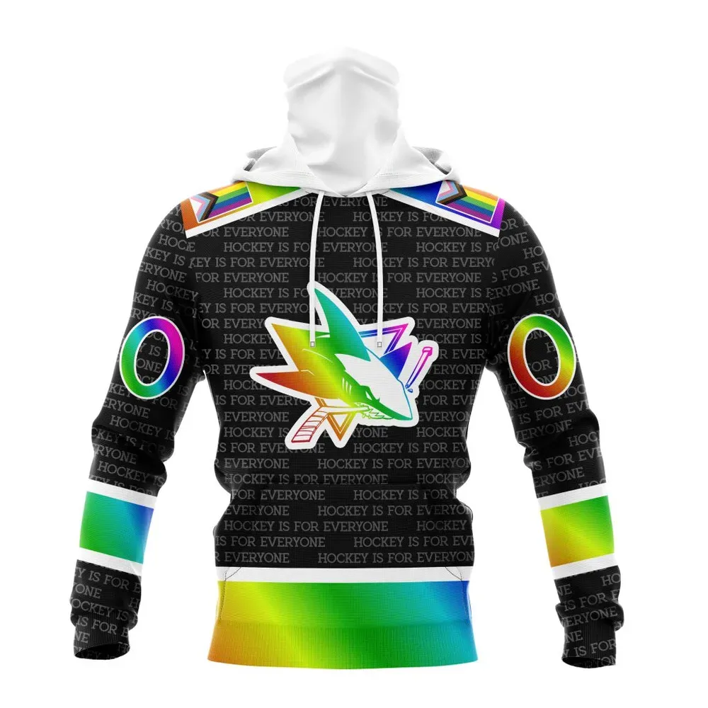 NHL San Jose Sharks Special Pride Design Hockey Is For Everyone Mask Hoodie