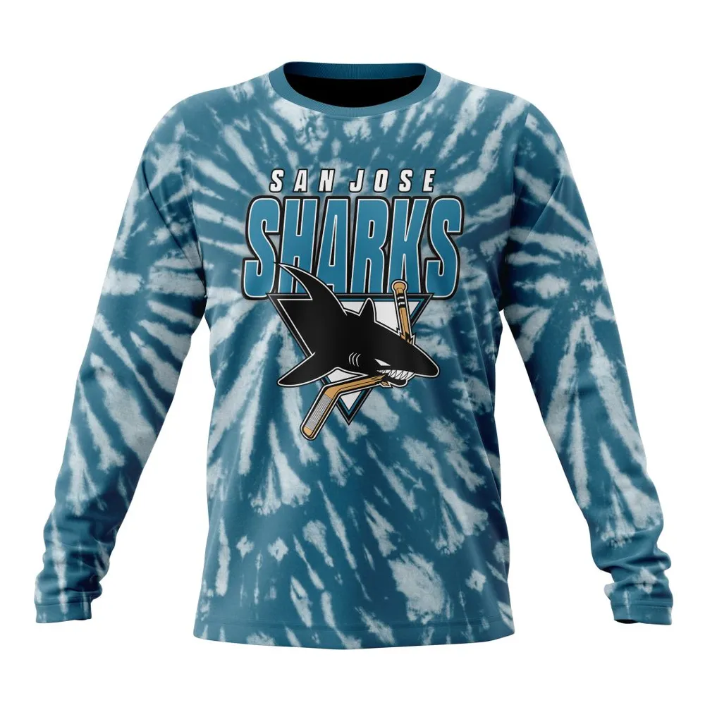 NHL San Jose Sharks Special Retro Vintage Tie Dye St2201 Long Sleeved Sweatshirt 