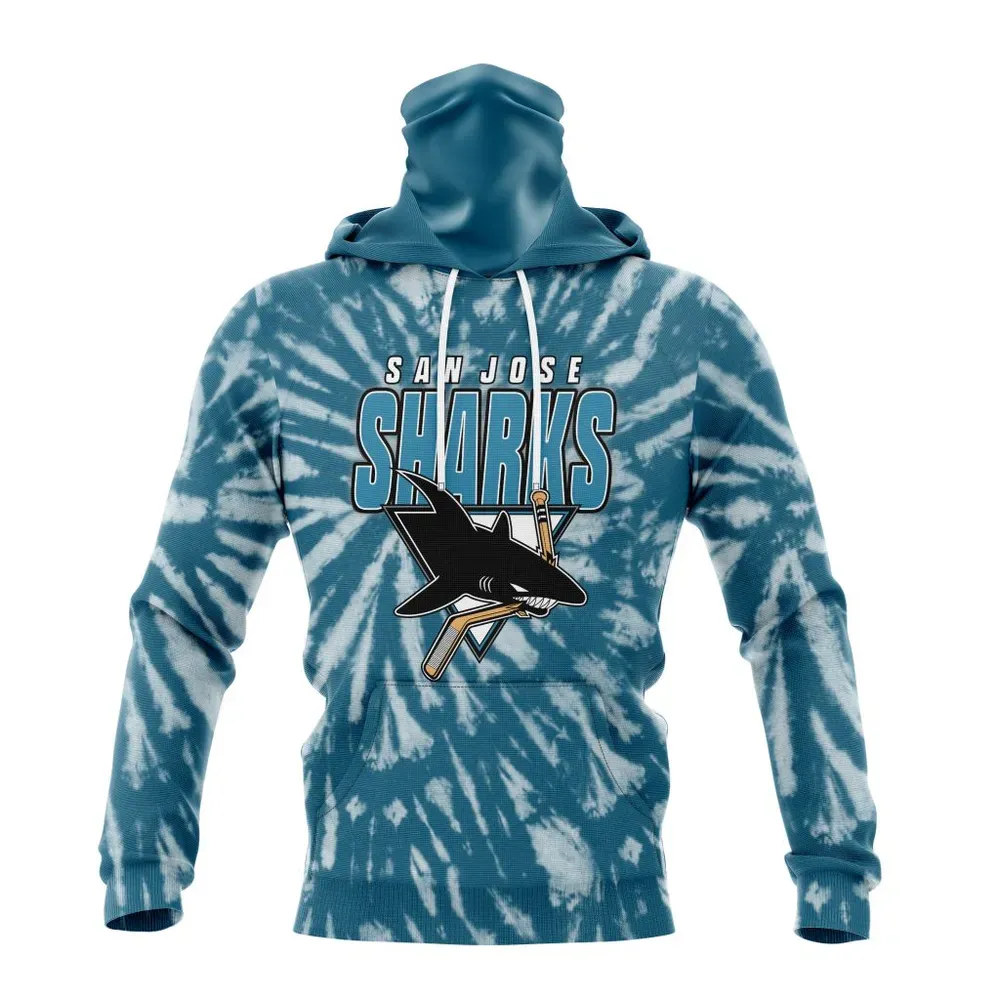 NHL San Jose Sharks Special Retro Vintage Tie Dye St2201 Mask Hoodie