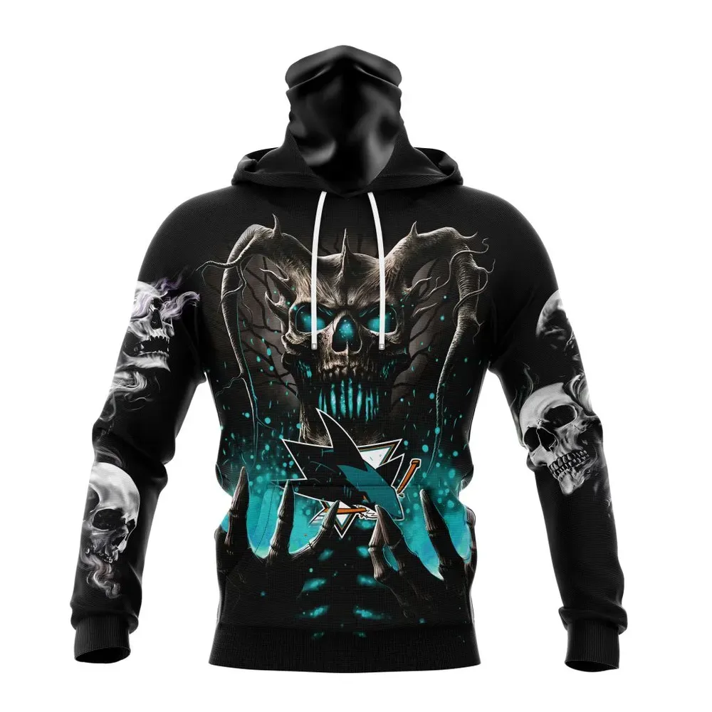 NHL San Jose Sharks Special Skull Art Design St2301 Mask Hoodie