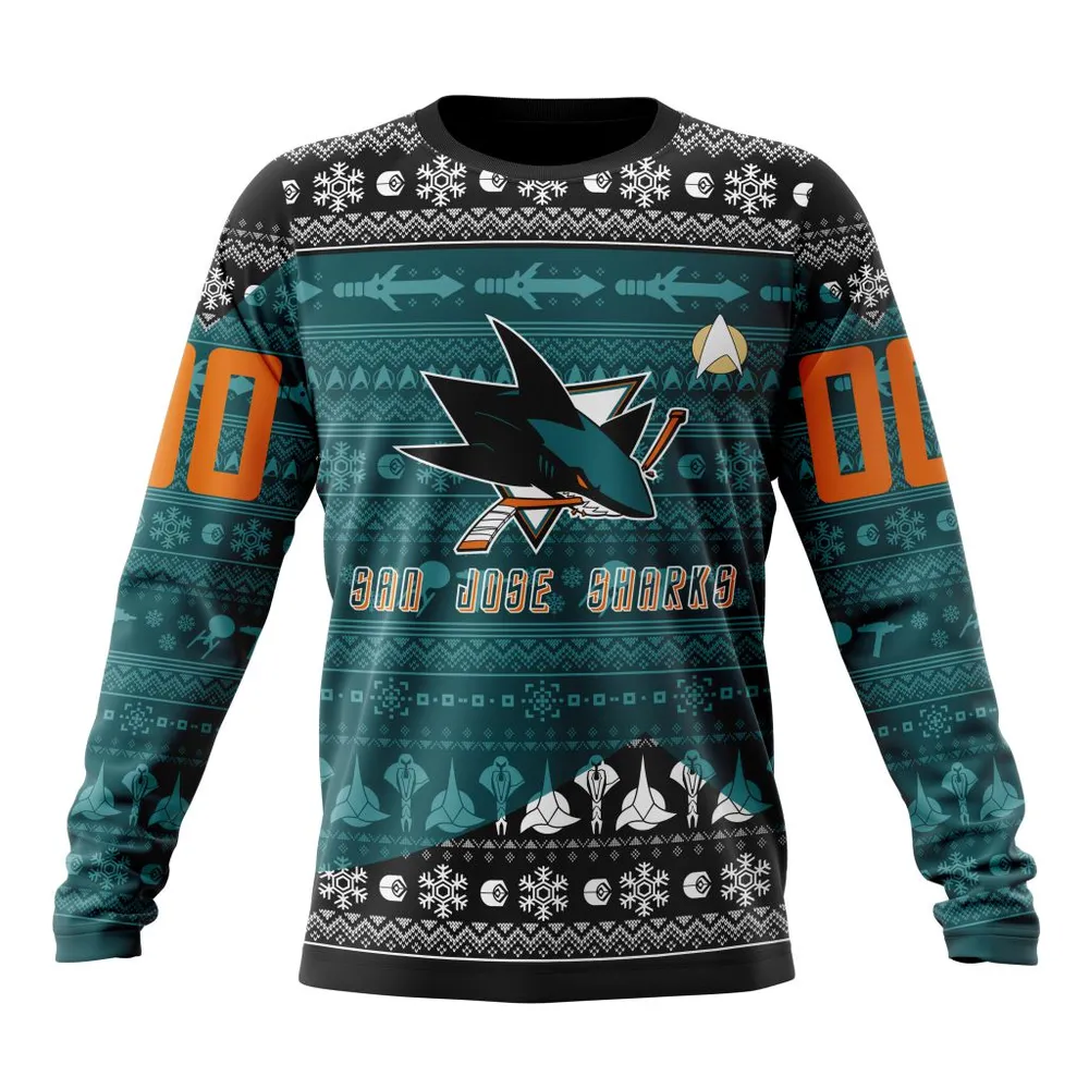 NHL San Jose Sharks Special Star Trek Design St2201 Long Sleeved Sweatshirt 