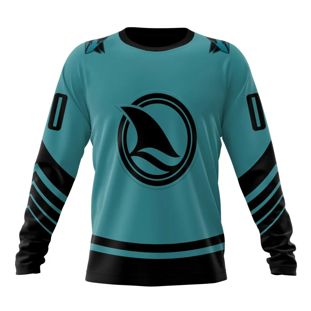 NHL San Jose Sharks Special Two-Tone Design St2401 Long Sleeved Sweatshirt 