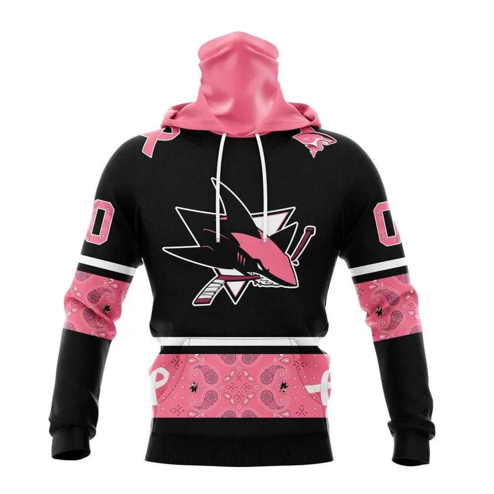 NHL San Jose Sharks | Specialized Design In Classic Style With Paisley! In October We Wear Pink Breast Cancer Mask Hoodie