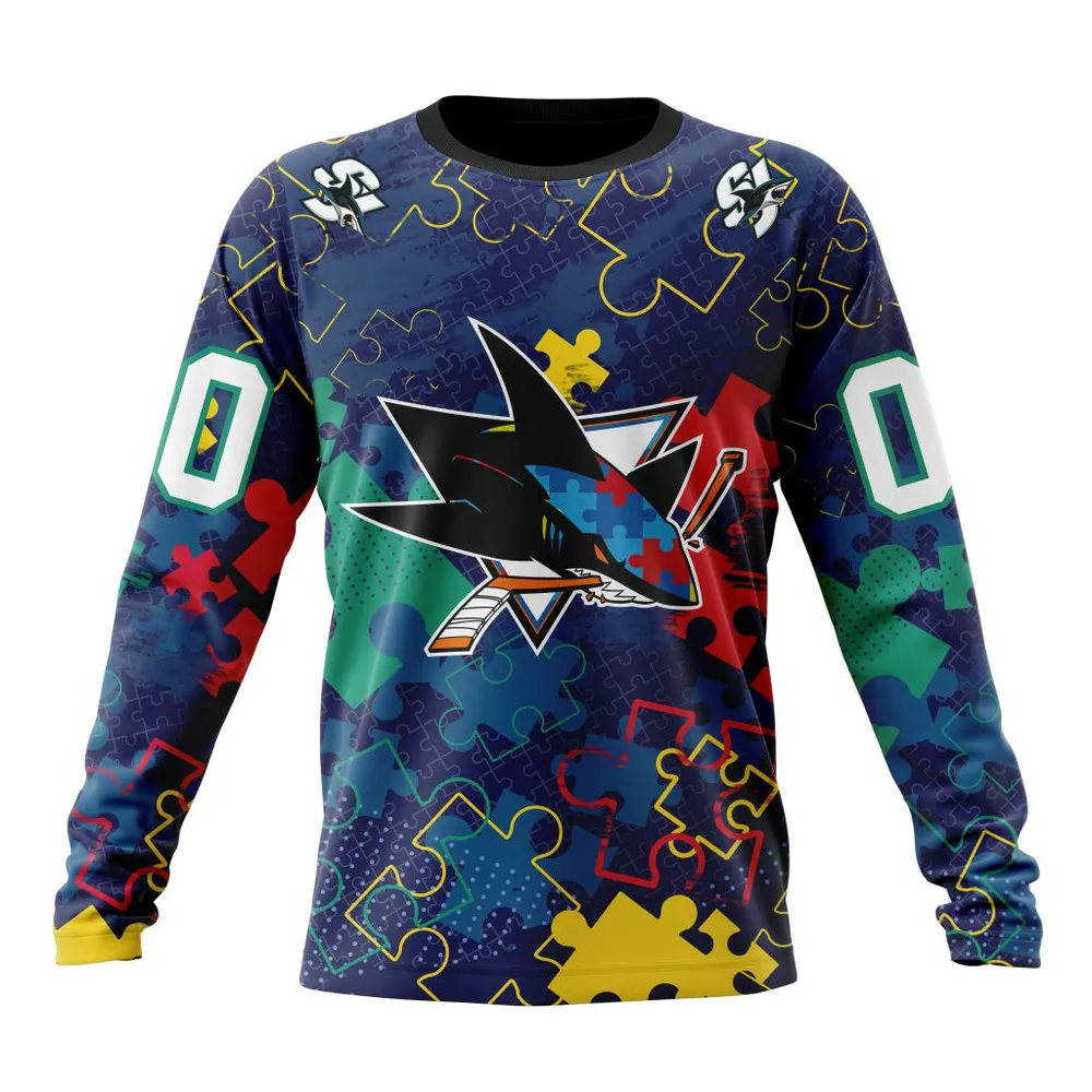 NHL San Jose Sharks | Specialized Fearless Aganst Autism Long Sleeved Sweatshirt 