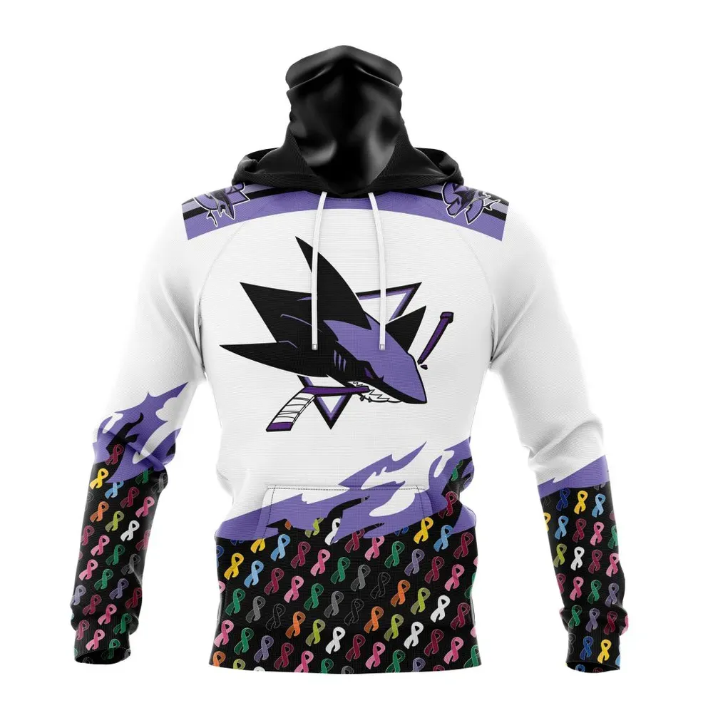 NHL San Jose Sharks | Specialized Kits In October We Stand Together We Can Beat Cancer Mask Hoodie