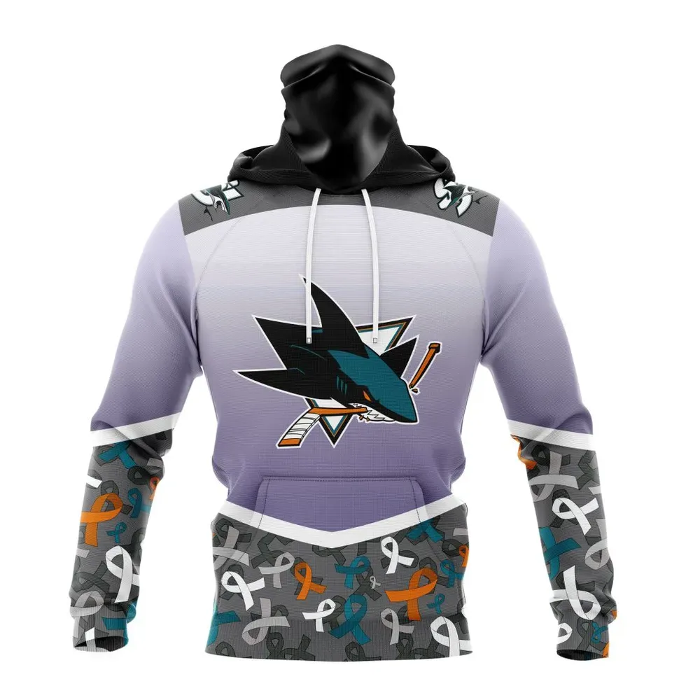 NHL San Jose Sharks | Specialized Sport Fights Again All Cancer V0122 Mask Hoodie