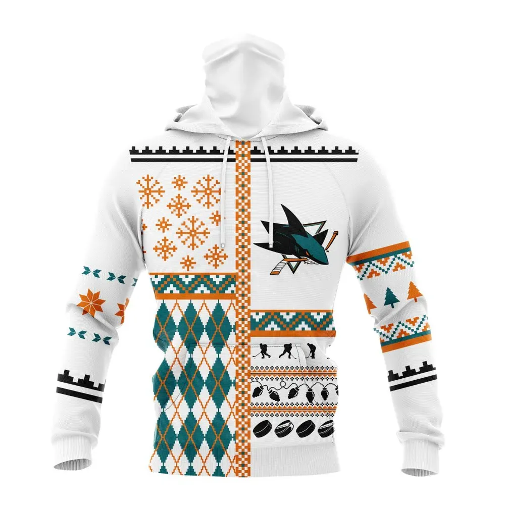 NHL San Jose Sharks | Specialized Unisex Christmas Is Coming V01 Mask Hoodie