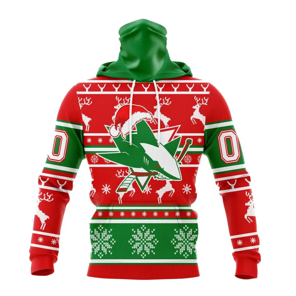 NHL San Jose Sharks | Specialized Unisex Christmas Is Coming V02 Mask Hoodie