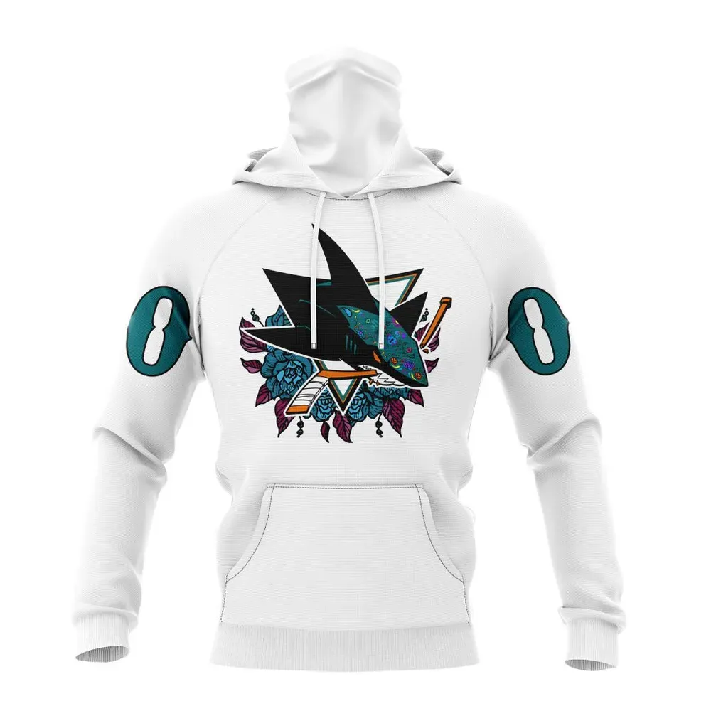 NHL San Jose Sharks | Specialized Unisex Kits Dia De Muertos Mask Hoodie