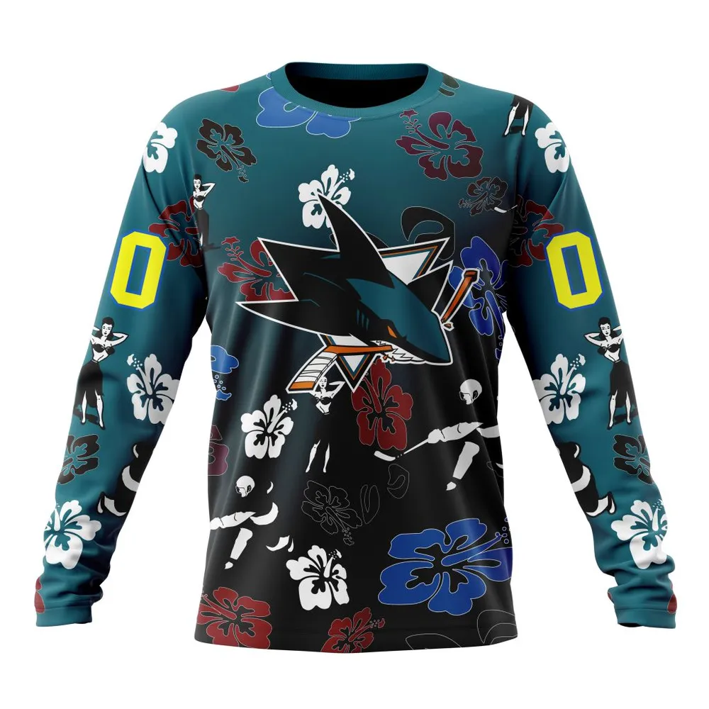 NHL San Jose Sharks X Hawaii Specialized Design For Hawaiia V0122 Long Sleeved Sweatshirt 