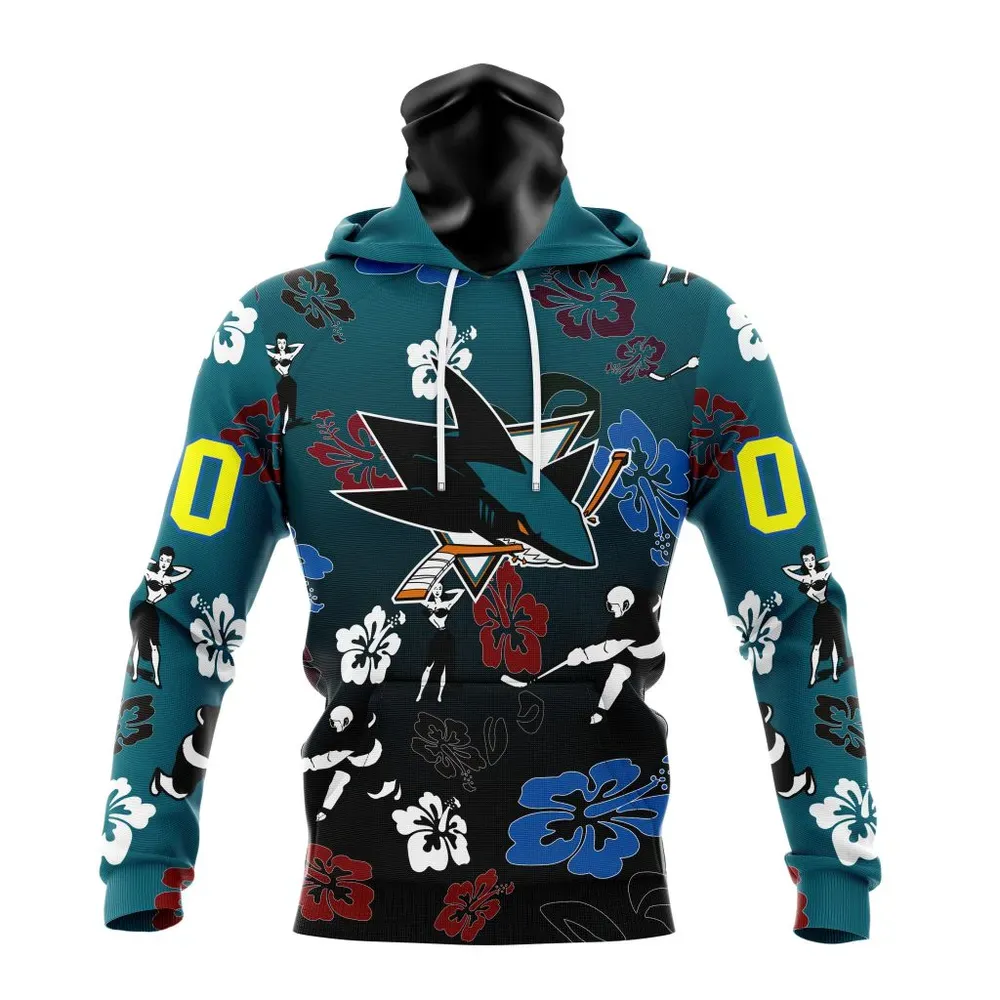 NHL San Jose Sharks X Hawaii Specialized Design For Hawaiia V0122 Mask Hoodie