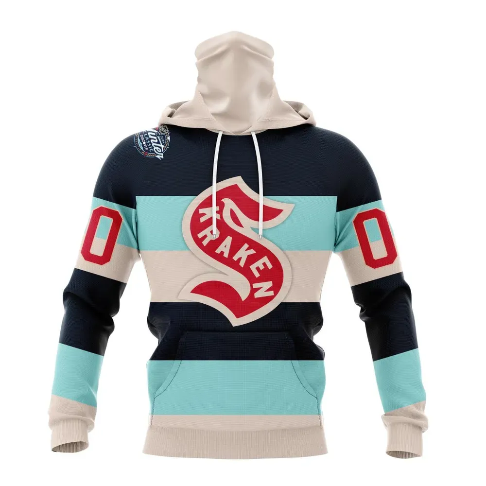 NHL Seattle Kraken 2024 Winter Classic Customized Kits Mask Hoodie