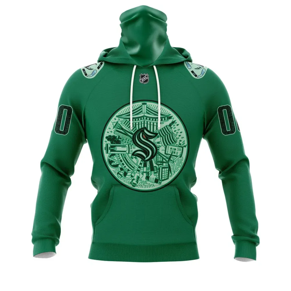 NHL Seattle Kraken Green Night Jersey | Designed By Artist Shogo Ota Mask Hoodie