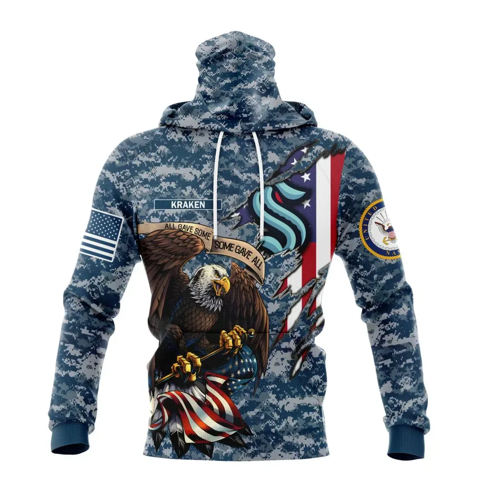 NHL Seattle Kraken Honor Us Navy Veterans St2202 Mask Hoodie