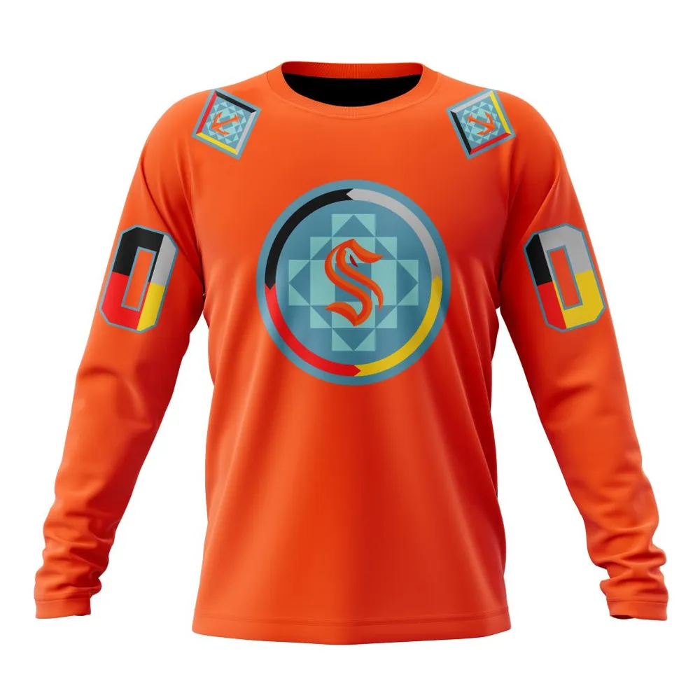 NHL Seattle Kraken Indigenous Peoples Night Long Sleeved Sweatshirt 