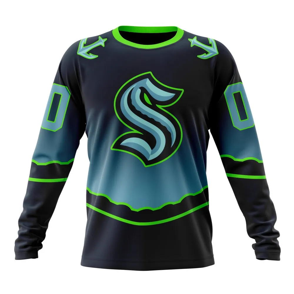 NHL Seattle Kraken Personalize Gradient Series Concept St2301 Long Sleeved Sweatshirt 