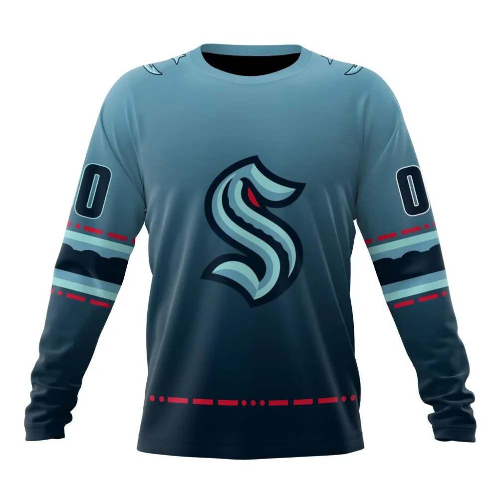 NHL Seattle Kraken Personalized Alternate Concepts Kits St2401 Long Sleeved Sweatshirt 