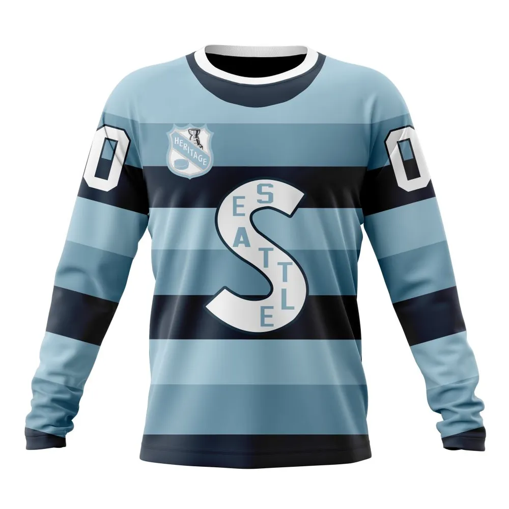 NHL Seattle Kraken Personalized Heritage Design St2401 Long Sleeved Sweatshirt 