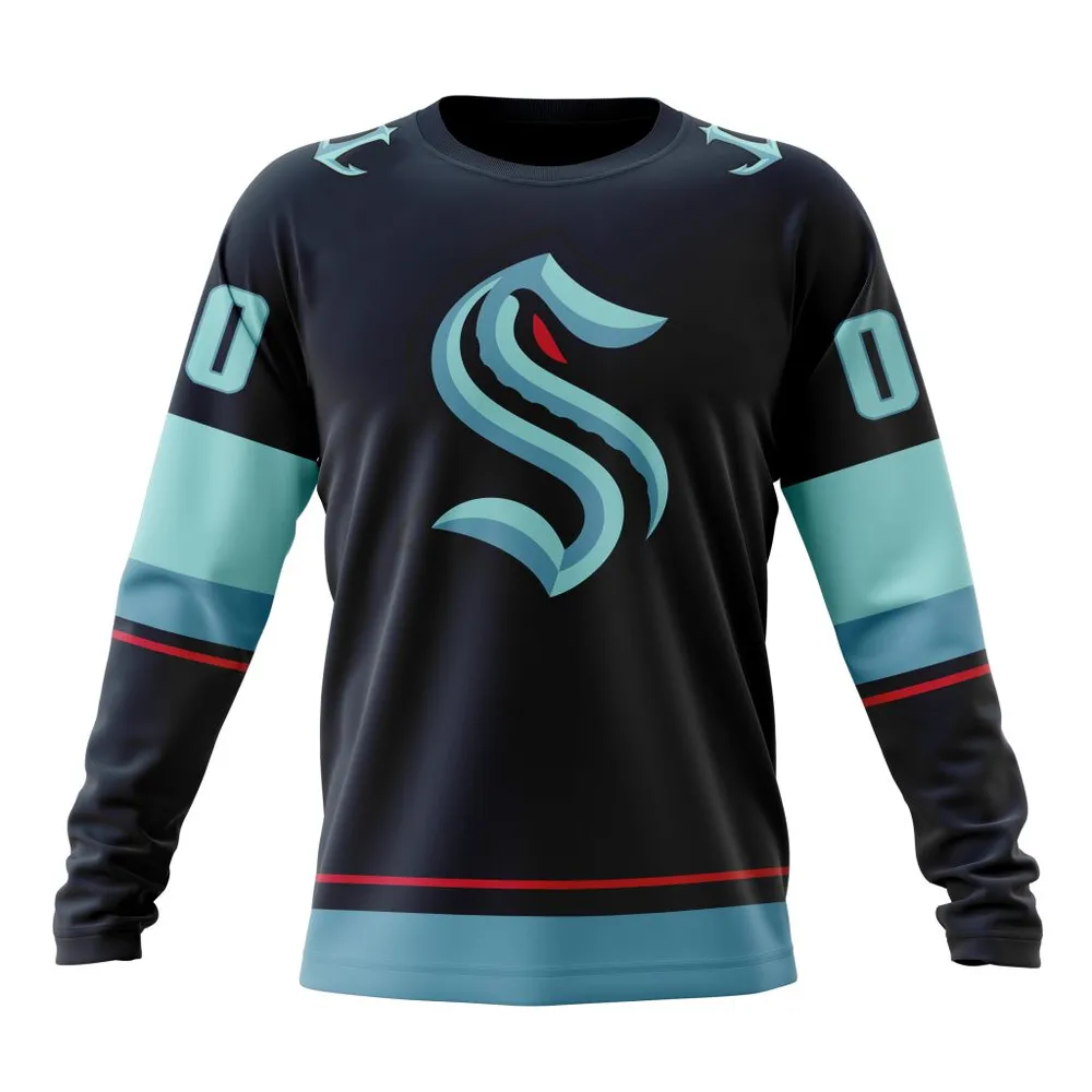 NHL Seattle Kraken Personalized Home Kits Long Sleeved Sweatshirt 