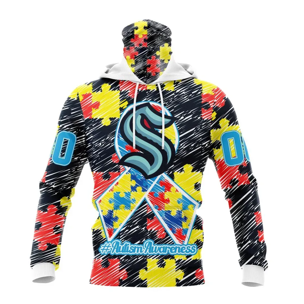 NHL Seattle Kraken Special Autism Awareness Design St2201 Mask Hoodie