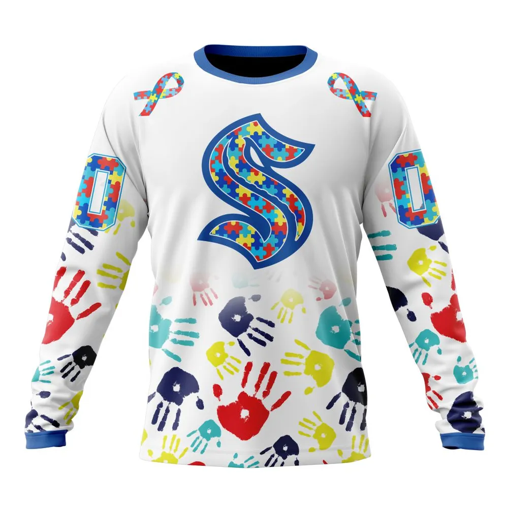 NHL Seattle Kraken Special Autism Awareness Design St2203 Long Sleeved Sweatshirt 