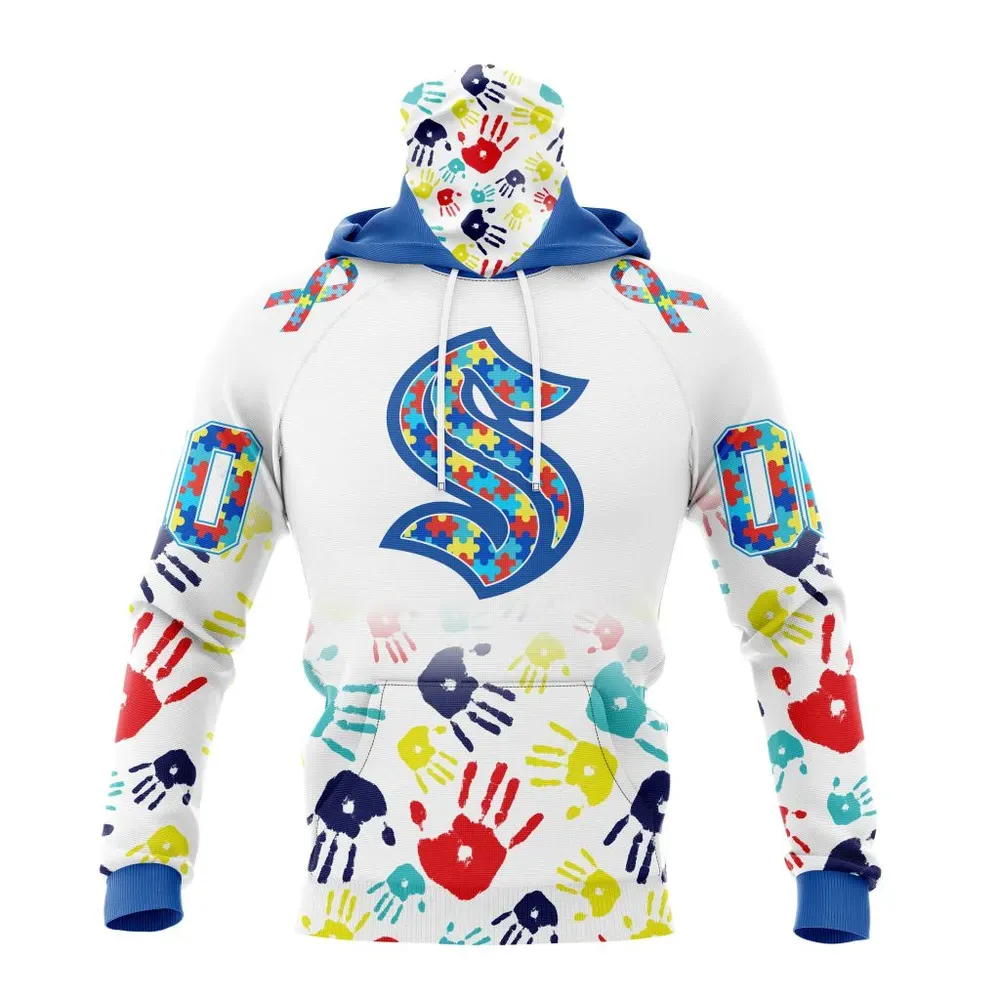 NHL Seattle Kraken Special Autism Awareness Design St2203 Mask Hoodie