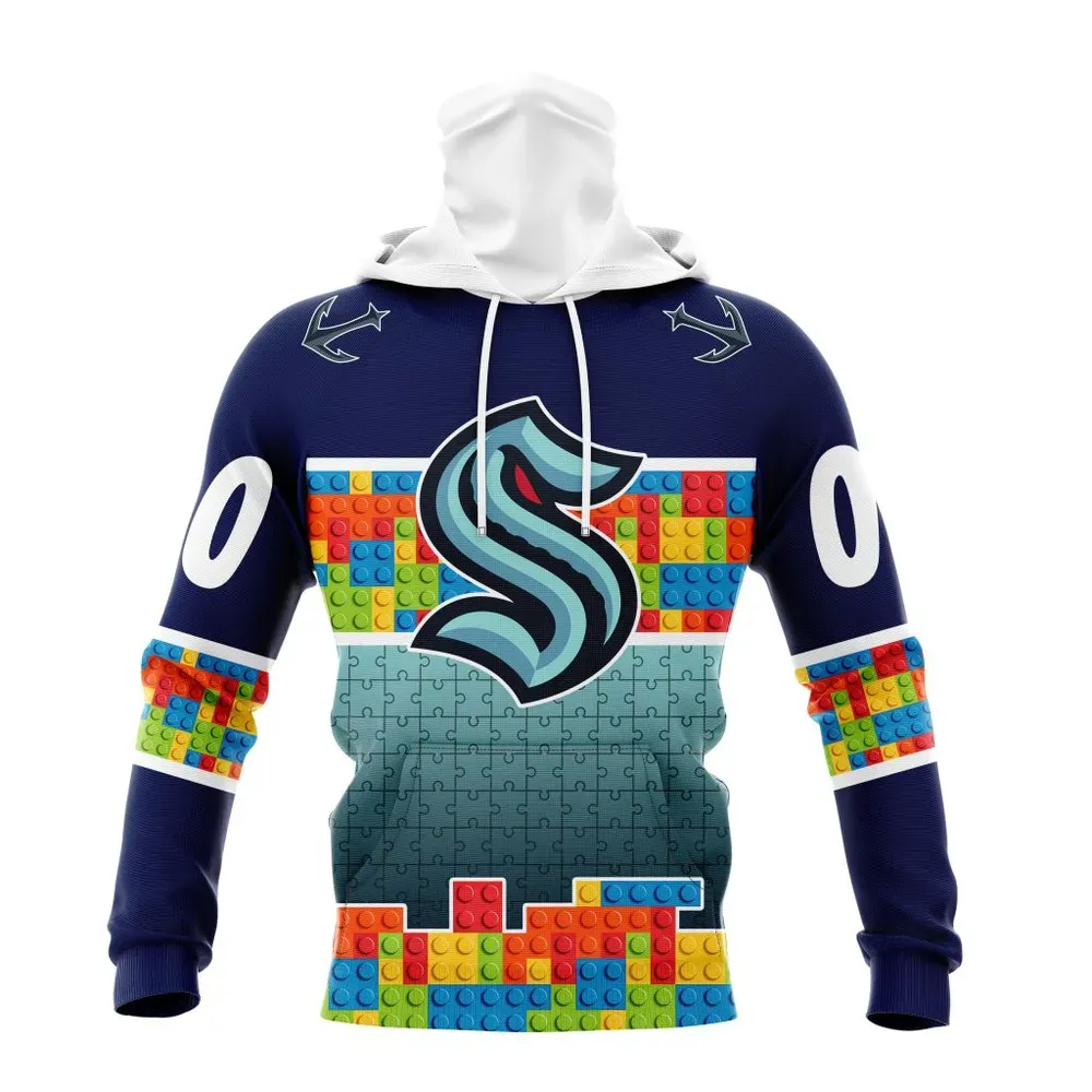 NHL Seattle Kraken Special Autism Awareness Design V2301 Mask Hoodie