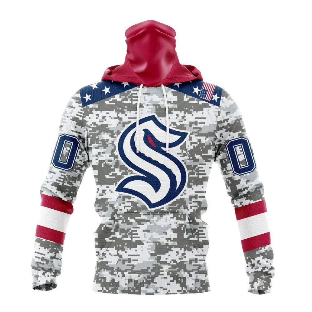 NHL Seattle Kraken Special Camo Design For Veterans Day St2301 Mask Hoodie