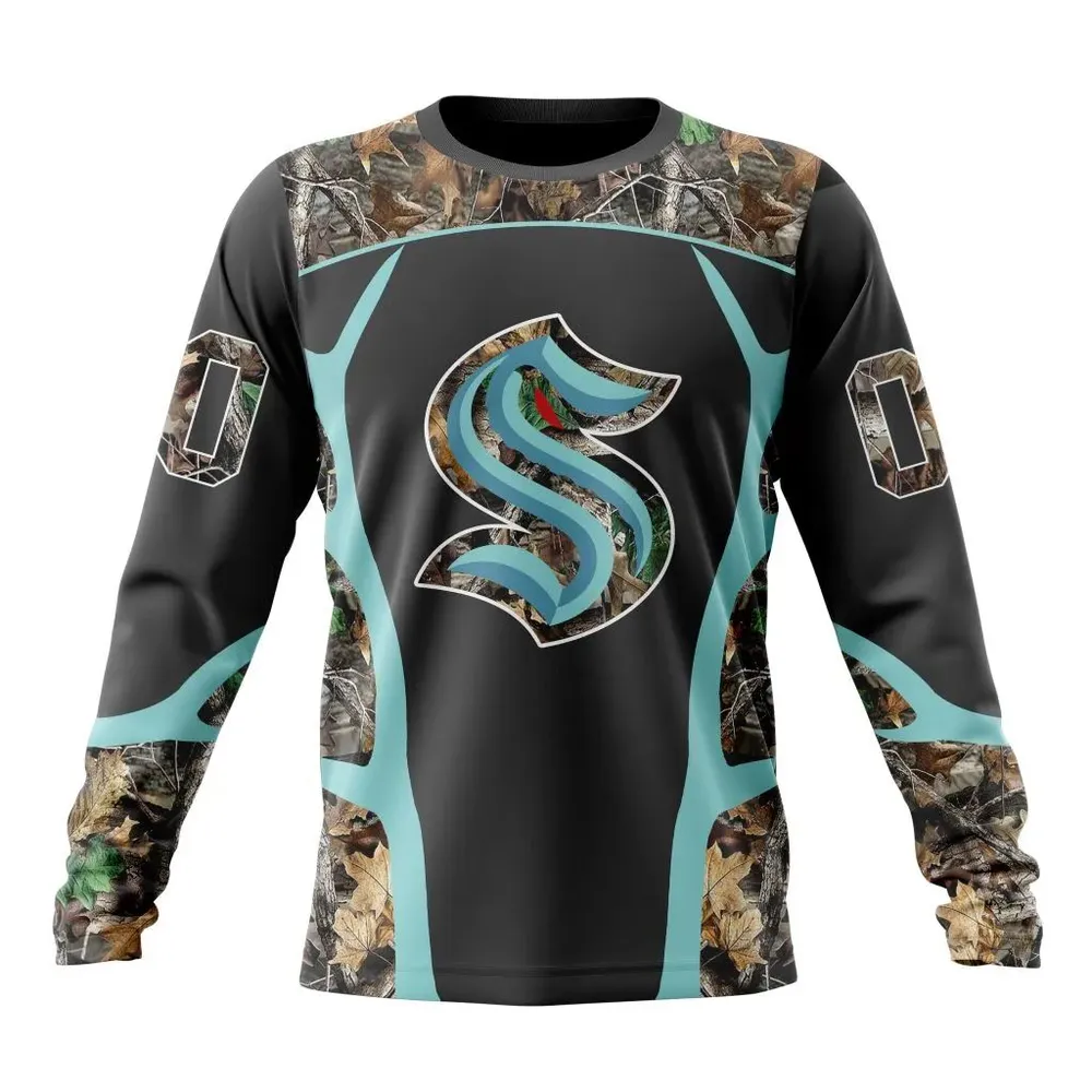 NHL Seattle Kraken Special Camo Hunting Design V2302 Long Sleeved Sweatshirt 