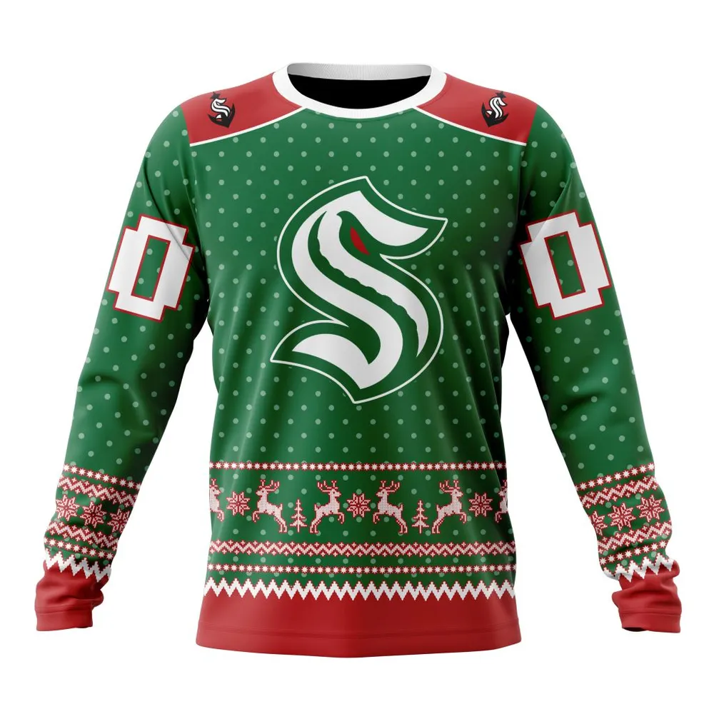 NHL Seattle Kraken Special Christmas Apparel St2201 Long Sleeved Sweatshirt 