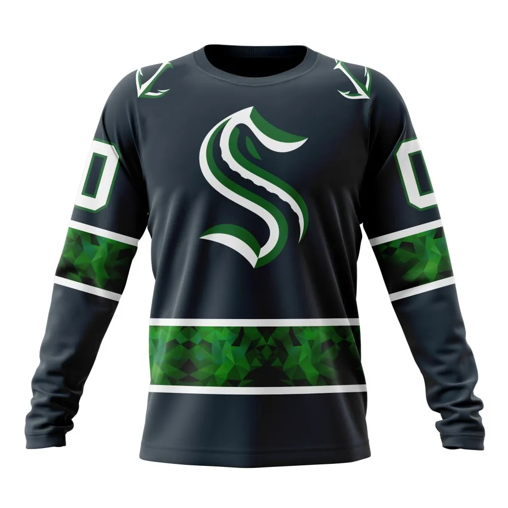 NHL Seattle Kraken Special City Connect Design St2402 Long Sleeved Sweatshirt 