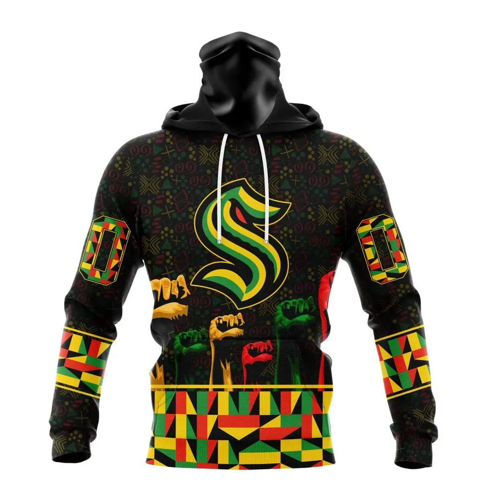 NHL Seattle Kraken Special Design Celebrate Black History Month St2201 Mask Hoodie