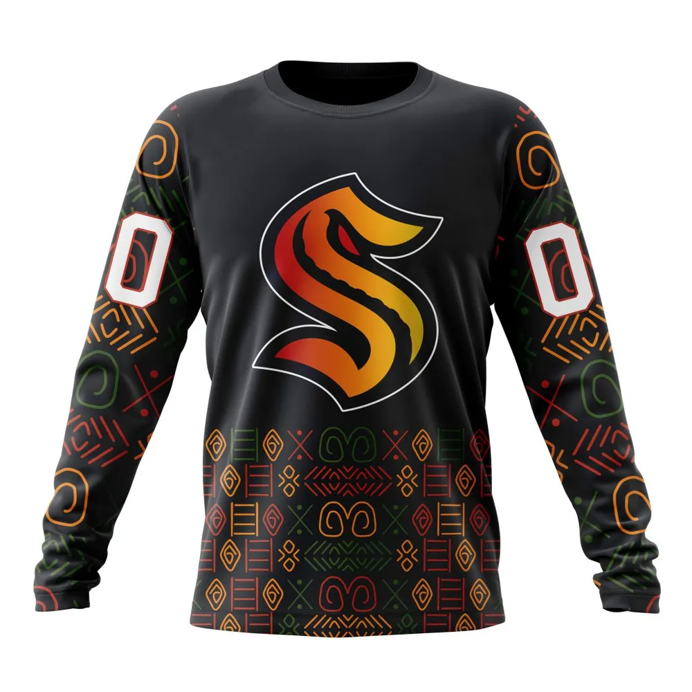 NHL Seattle Kraken Special Design For Black History Month St2401 Long Sleeved Sweatshirt 