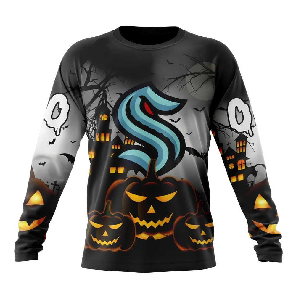 NHL Seattle Kraken Special Design For Halloween St2302 Long Sleeved Sweatshirt 