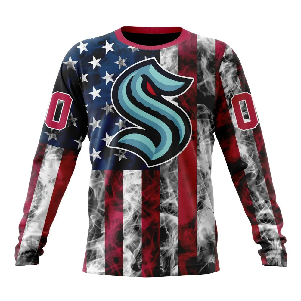 NHL Seattle Kraken Special Design For Independence Day The Fourth Of July St2401 Long Sleeved Sweatshirt 