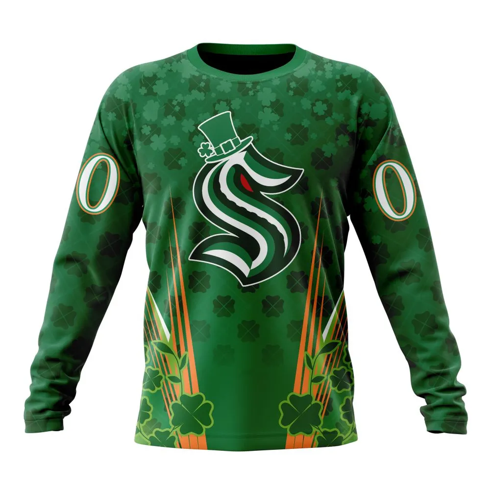 NHL Seattle Kraken Special Design For St. Patrickâ€™S Day St2402 Long Sleeved Sweatshirt 