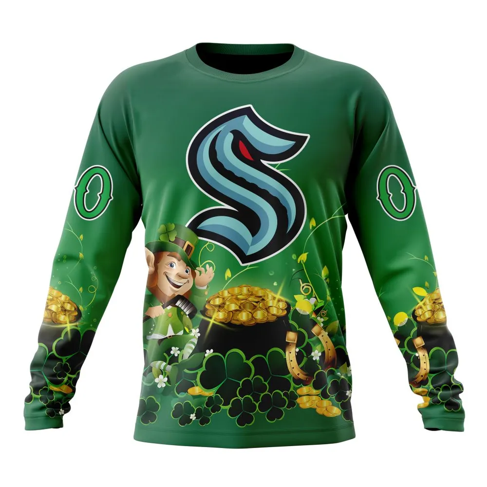 NHL Seattle Kraken Special Design For St. Patrickâ€™S Day St2403 Long Sleeved Sweatshirt 