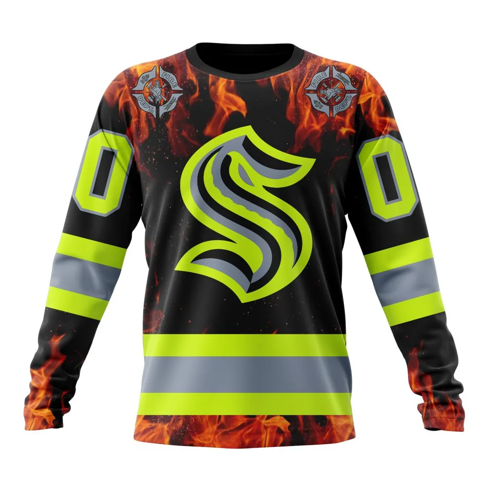 NHL Seattle Kraken Special Design Honoring Firefighters St2401 Long Sleeved Sweatshirt 