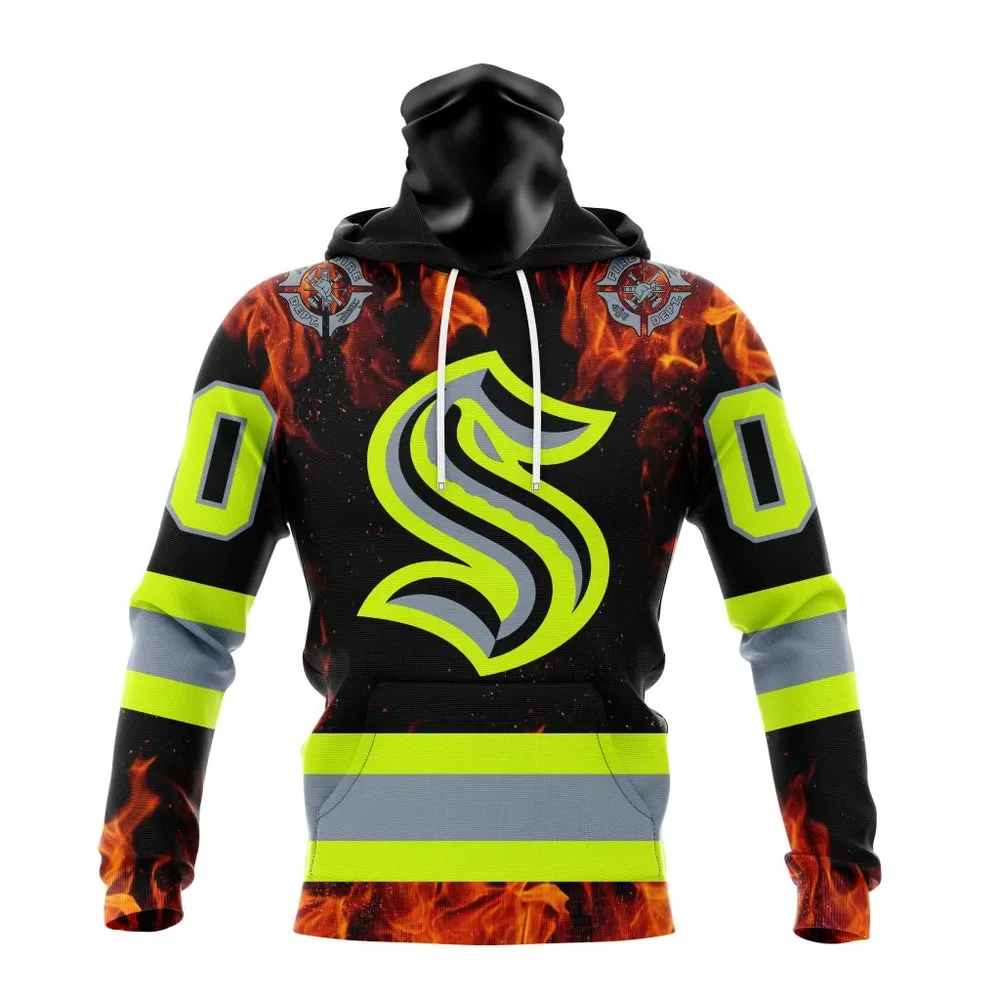 NHL Seattle Kraken Special Design Honoring Firefighters St2401 Mask Hoodie