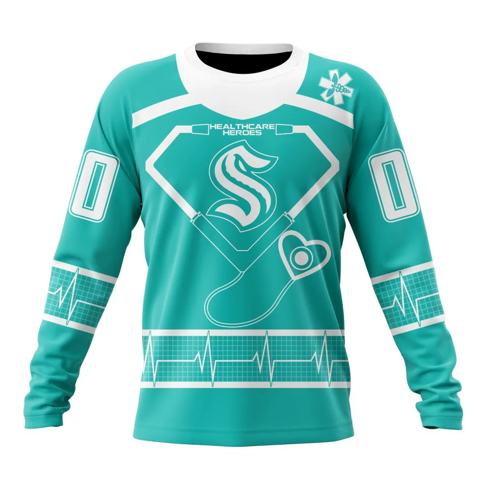 NHL Seattle Kraken Special Design Honoring Healthcare Heroes St2301 Long Sleeved Sweatshirt 