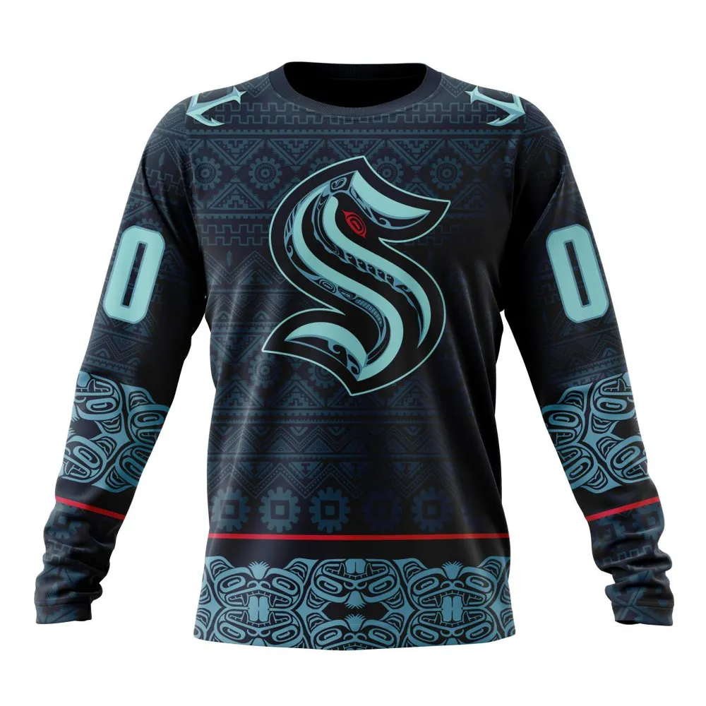 NHL Seattle Kraken Special Design With Native Pattern St2303 Long Sleeved Sweatshirt 