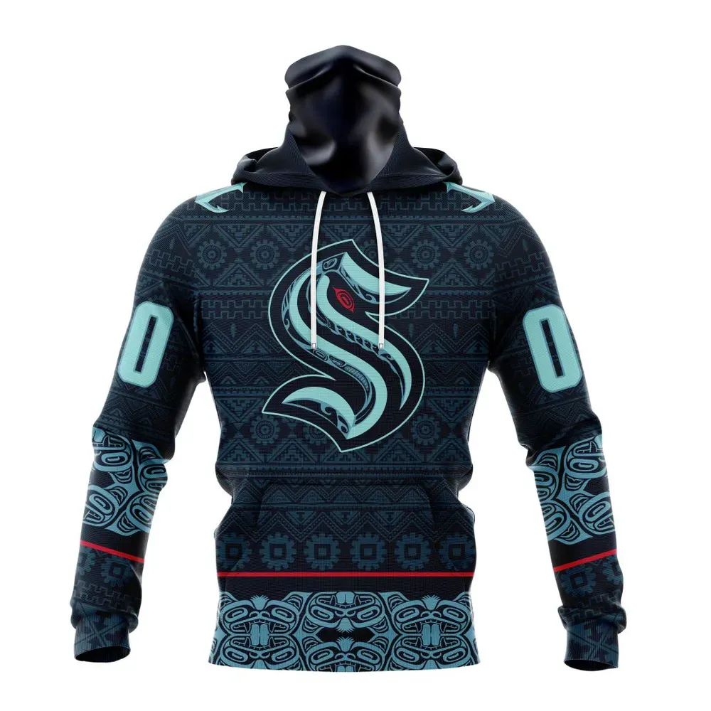 NHL Seattle Kraken Special Design With Native Pattern St2303 Mask Hoodie