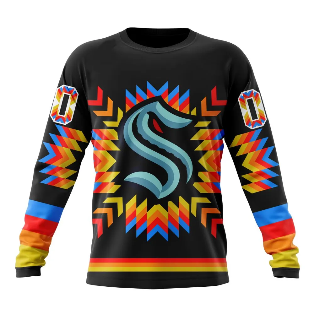 NHL Seattle Kraken Special Design With Native Pattern St2306 Long Sleeved Sweatshirt 