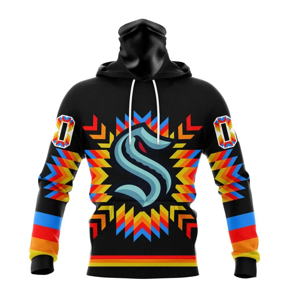 NHL Seattle Kraken Special Design With Native Pattern St2306 Mask Hoodie