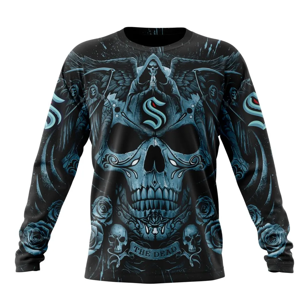 NHL Seattle Kraken Special Design With Skull Art St2203 Long Sleeved Sweatshirt 